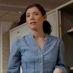 Violet’s denim v-neck top on Chicago Fire