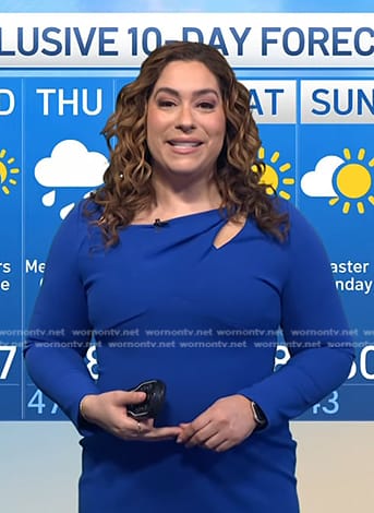 Violeta Yas's blue cutout twist dress on NBC News Daily