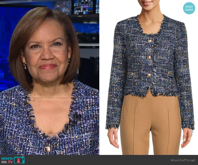 Walter Baker Inaya Tweed Jacket worn by Bertha Coombs on NBC News Daily