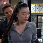 Wendy’s grey quarter zip top on Days of our Lives