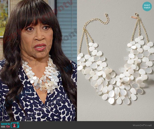 White House Black Market Mother of Pearl Statement Necklace worn by Paulina Price (Jackée Harry) on Days of our Lives