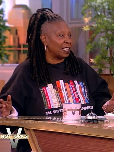 Whoopi's banned books print sweatshirt on The View