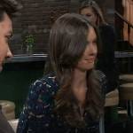 Willow’s blue printed v-neck top on General Hospital