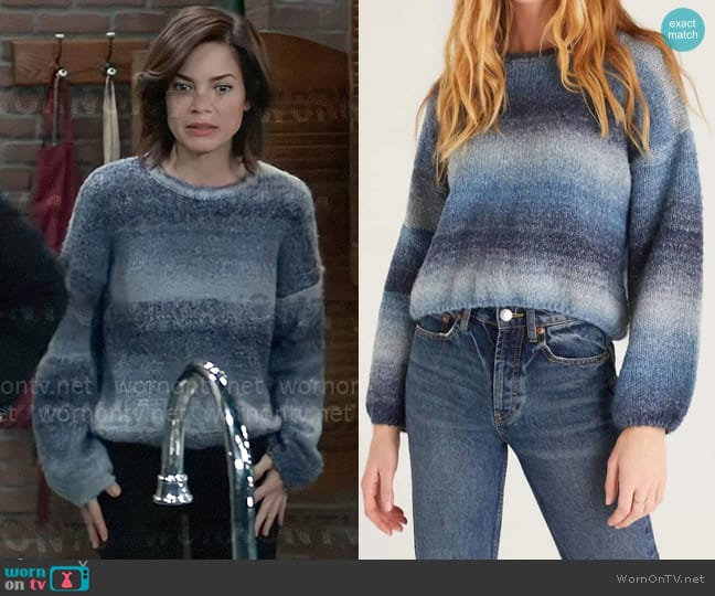 Z Supply Piper Sweater worn by Elizabeth Webber (Rebecca Herbst) on General Hospital