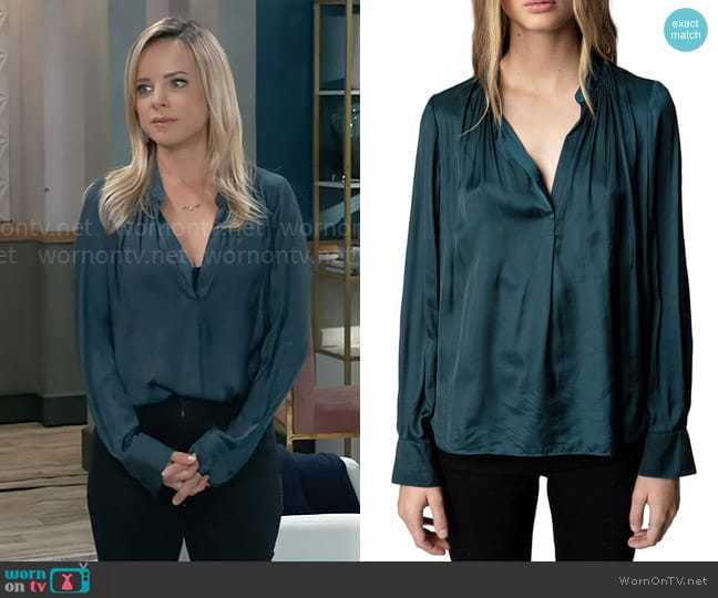 Zadig & Voltaire Tink Blouse worn by Maxie Jones (Nicole Paggi) on General Hospital