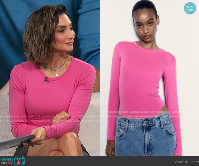 Zara Long Sleeve Modal Bodysuit worn by Courtney Lopez on Access Hollywood