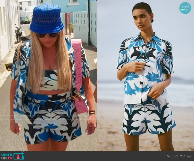 Zara Printed Blouse and Shorts worn by Heather Gay on The Real Housewives of Salt Lake City