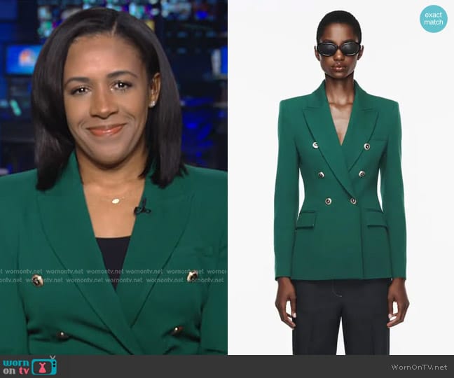 Zara Tailored Double Breasted Blazer worn by Dana Griffin on NBC News Daily