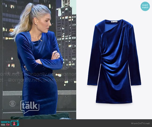 Zara Velvet Asymmetric Dress worn by Amanda Kloots on The Talk