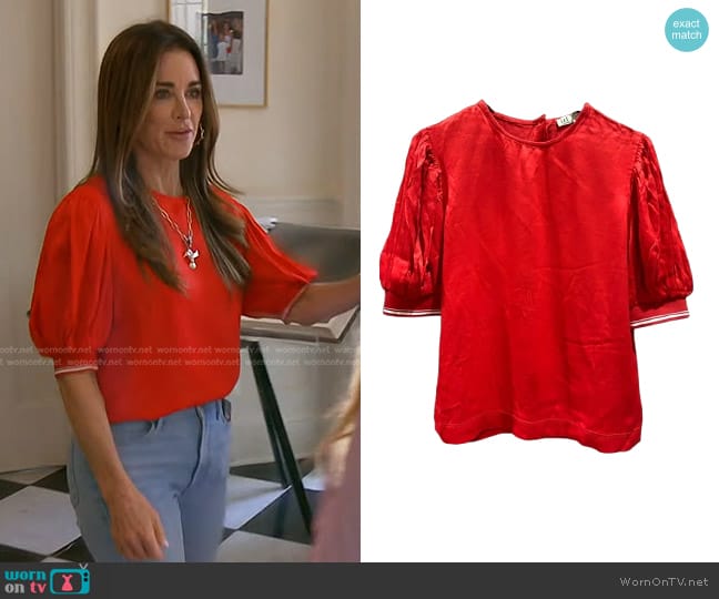 Zara trf Collection Satin Top worn by Kyle Richards on The Real Housewives of Beverly Hills