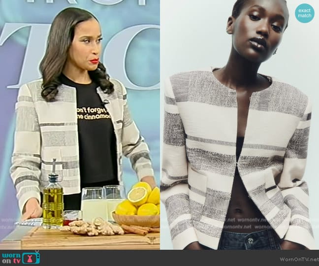 Zara Structured Striped Jacket worn by Jen Jones on Tamron Hall Show