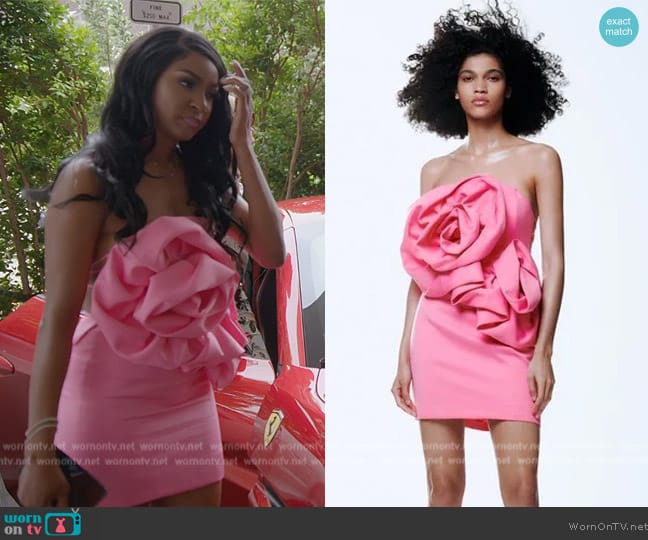 Zara Voluminous Flower Dress worn by Guerdy Abraira (Guerdy Abraira) on The Real Housewives of Miami