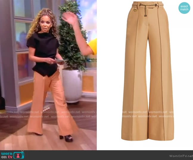 Zimmermann Luminosity Belted Wool-Blend Flare Trousers worn by Sunny Hostin on The View