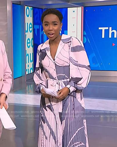 Zinhle Essamuah's printed pleated shirtdress on NBC News Daily