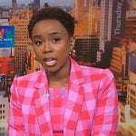 Zinhle’s pink plaid top and blazer on NBC News