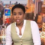 Zinhle’s pistachio green vest and cargo pants on NBC News Daily