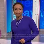 Zinhle’s purple ruched sweater dress on NBC News Daily