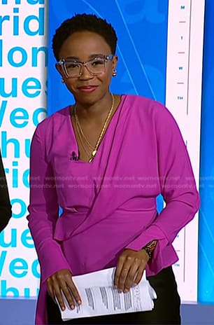 Zinhle's pink draped top on NBC News Daily