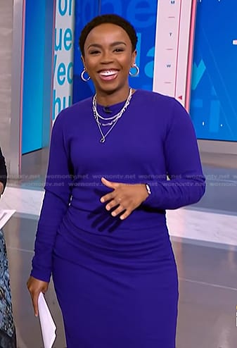 Zinhle’s purple ruched sweater dress on NBC News Daily