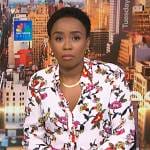 Zinhle’s white floral print blouse on NBC News Daily