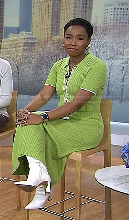 WornOnTV: Zinhle Essamuah’s green contrast trim polo dress on Today ...