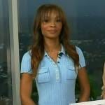 Zuri’s blue metallic knit mini dress on Access Hollywood