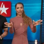 Zuri’s rose ribbed cross front dress on Access Hollywood