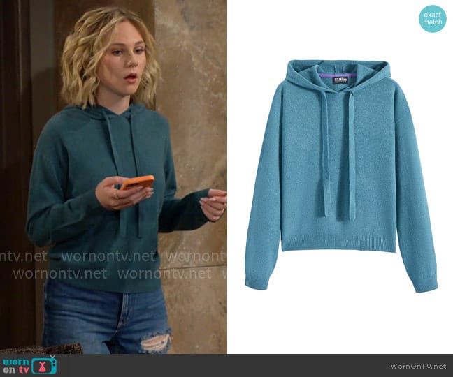 27 Miles Malibu Elina Sweater in Fern worn by Lucy Romalotti (Lily Brooks O’ Briant) on The Young and the Restless