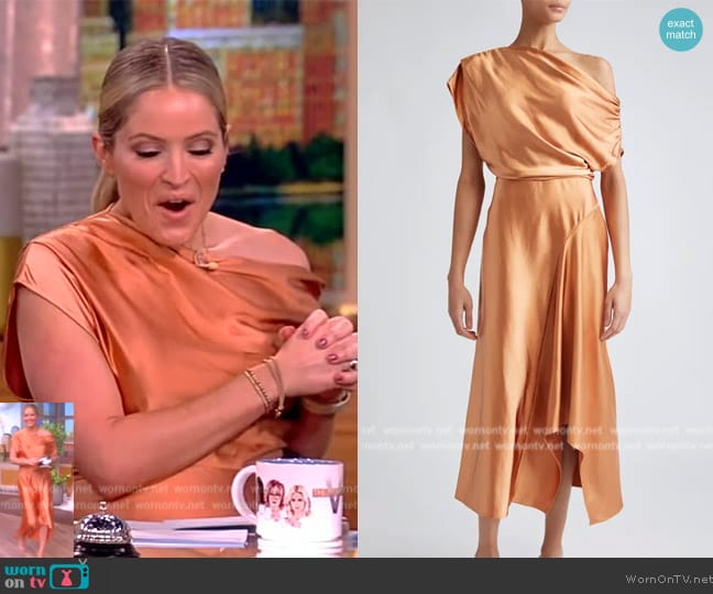 A.L.C. Jasmine Asymmetric Midi Dress worn by Sara Haines on The View