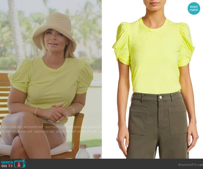 A.L.C. Kati Puff Sleeve Cotton Jersey Crew Neck Tee-Shirt worn by Gizelle Bryant on The Real Housewives of Potomac