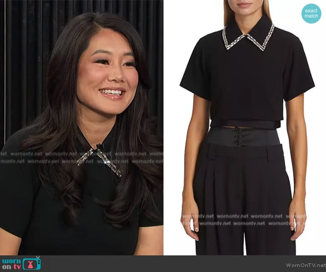 A.L.C. Lark Cropped Crystal Top worn by Crystal Kung Minkoff on E! News