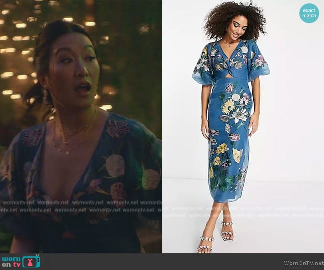 ASOS Floral embroidered organza midi dress worn by Sumi (Kara Wang) on Good Trouble