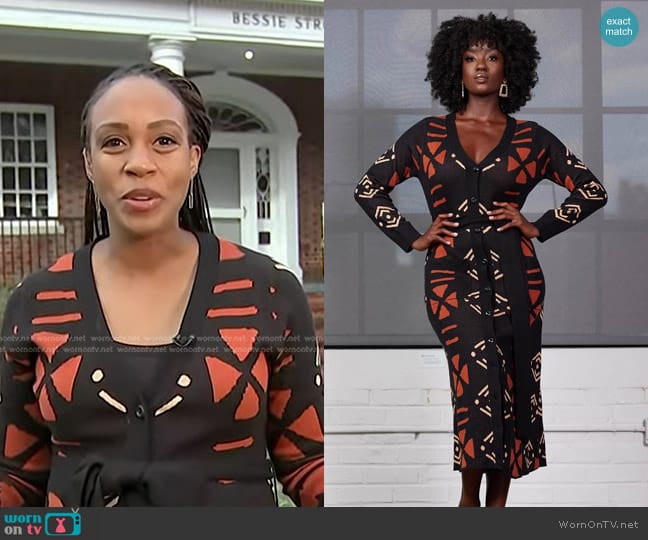 D’Iyanu Aisha African Print Cardigan in Natural Mudcloth worn by Blayne Alexander on Today