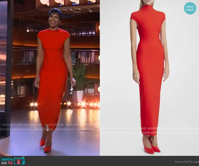 Alaia Sculpting Jersey Corset Midi Dress worn by Sabrina Elba on The Kelly Clarkson Show