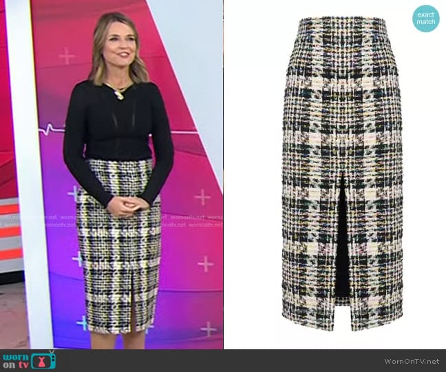 Alexander McQueen Tweed Pencil Skirt worn by Savannah Guthrie on Today