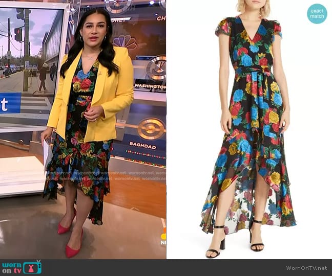 Alice + Olivia Erika Ruffle Midi Dress worn by Morgan Radford on NBC News Daily