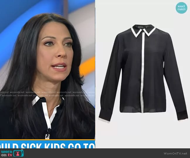 Alice + Olivia Willa Placket Top with Piping Detail worn by Dr. Natalie Azar on Today