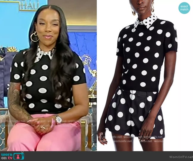 Alice + Olivia Aster Collared T-Shirt worn by Maya Smith on Tamron Hall Show