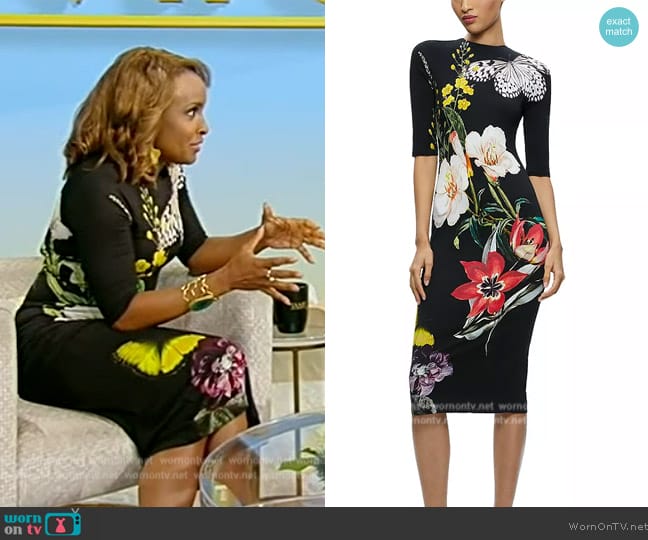  Delora Elbow Sleeve Dress Alice + Olivia worn by Valorie Burton on Tamron Hall Show