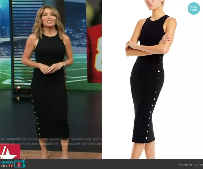 Alice + Olivia Lalita Racerback Side Snap Midi Dress worn by Kit Hoover on Access Hollywood