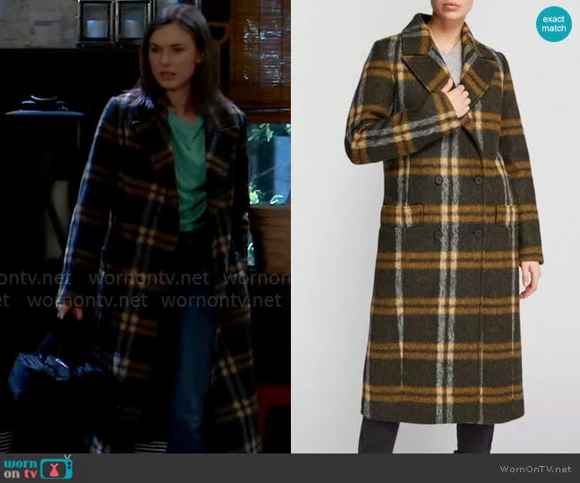 All Saints Ensley Coat in Dark Khaki worn by Willow Tait (Katelyn MacMullen) on General Hospital