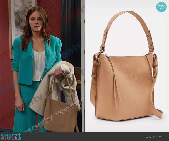 All Saints Kita Leather Crossbody Bag worn by Stephanie Johnson (Abigail Klein) on Days of our Lives