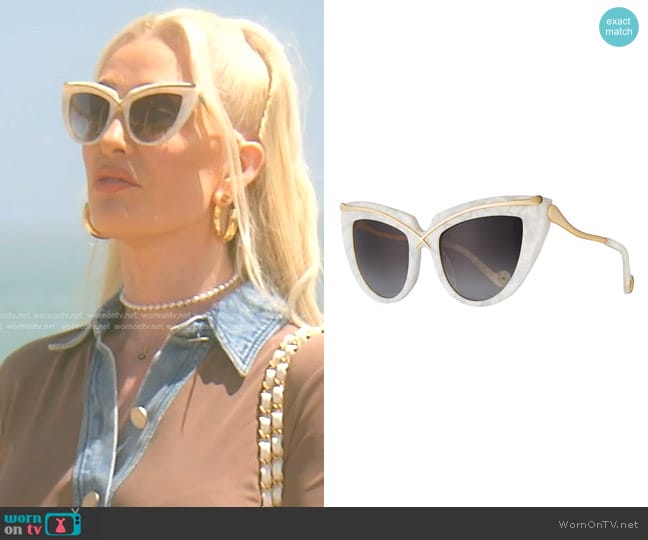 Anna-Karin Karlsson Lusciousness Cat-Eye Sunglasses in Pearl worn by Erika Jayne on The Real Housewives of Beverly Hills