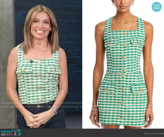 Aqua Tweed Top worn by Kit Hoover on Access Hollywood