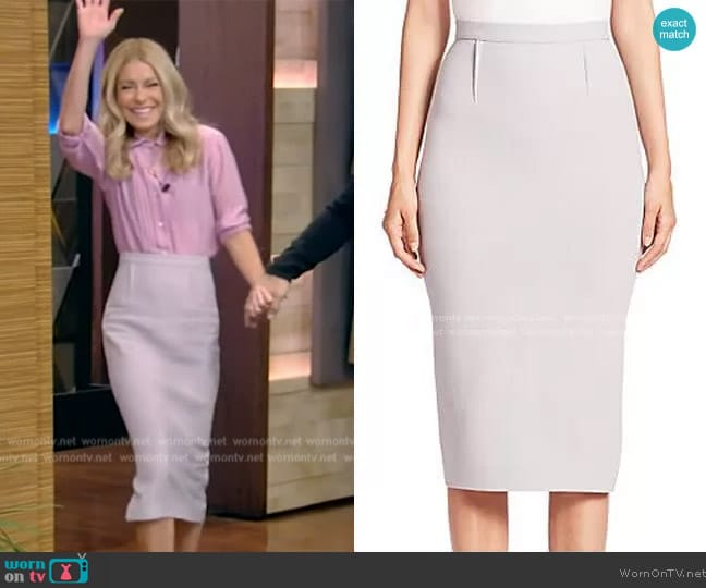 Roland Mouret Arreton Pencil Skirt worn by Kelly Ripa on Live with Kelly and Mark