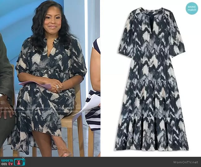 Ba&Sh Anissa Cotton Printed Midi Dress worn by Sheinelle Jones on Today