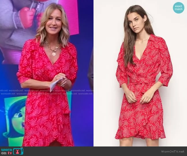 Ba&Sh Corazon Wrap Mini Dress worn by Lara Spencer on Good Morning America