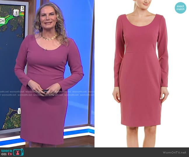 Betsey Johnson Long Sleeve Scuba Crepe Midi Dress in Rose worn by Emily West on Today