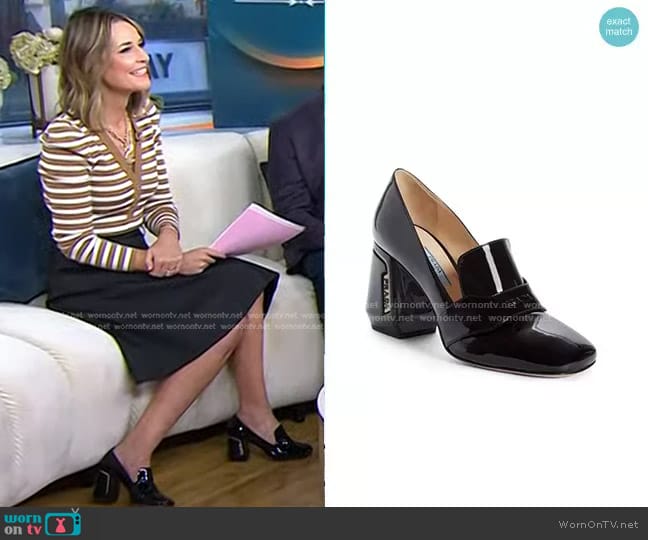 Prada Block Heel Loafer Pump worn by Savannah Guthrie on Today