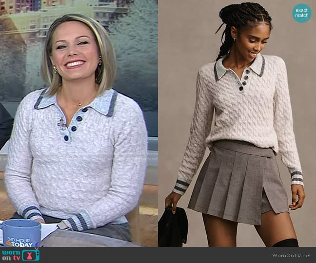 Anthropologie Collared Cable Sweater worn by Dylan Dreyer on Today